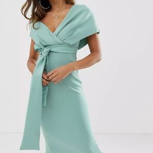 ASOS Fallen shoulder midi pencil dress